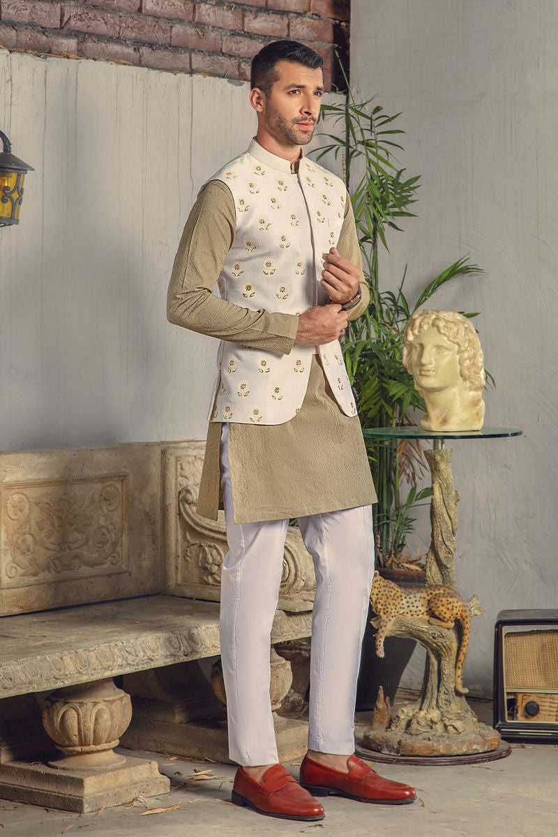 BEIGE GREEN KURTA